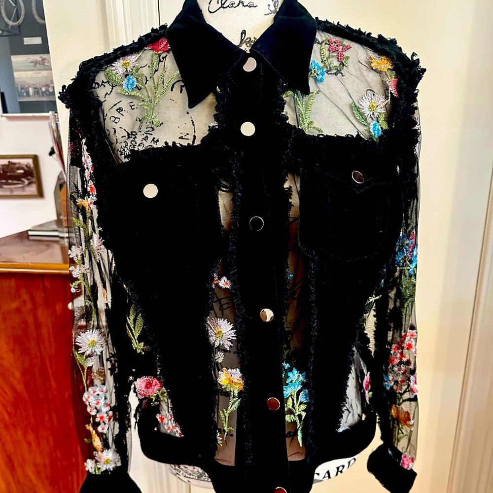 Adore Floral Embroidered Sheer Jacket